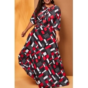 Lovely Casual Print Multicolor Plus Size Maxi Dres