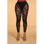Lovely Casual Lace Patchwork Black Pants