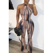 Lovely Chic Print Brown One-piece Jumpsuit