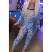 Lovely Sexy See-through Blue One-piece Jumpsuit