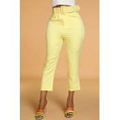 Lovely Casual Basic Yellow Pants