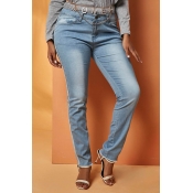 Lovely Chic Skinny Baby Blue Jeans