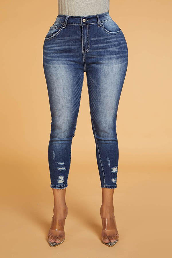Lovely Trendy Zipper Design Blue Jeans