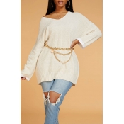 Lovely Casual Hollow-out Beige Sweater