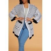 Lovely Casual Print White Cardigan