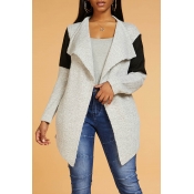 Lovely Casual Patchwork Grey Cardigan