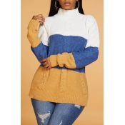 Lovely Casual Color-lump Multicolor Sweater