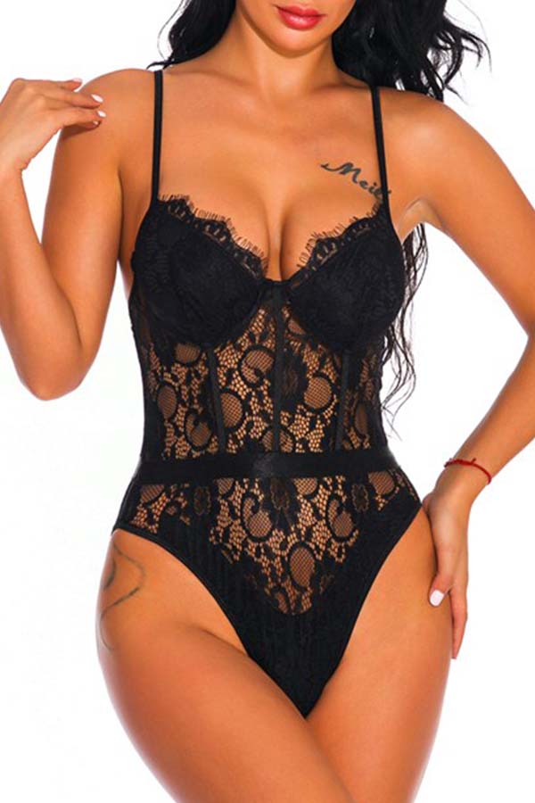 Lovely Chic Lace Black Teddies