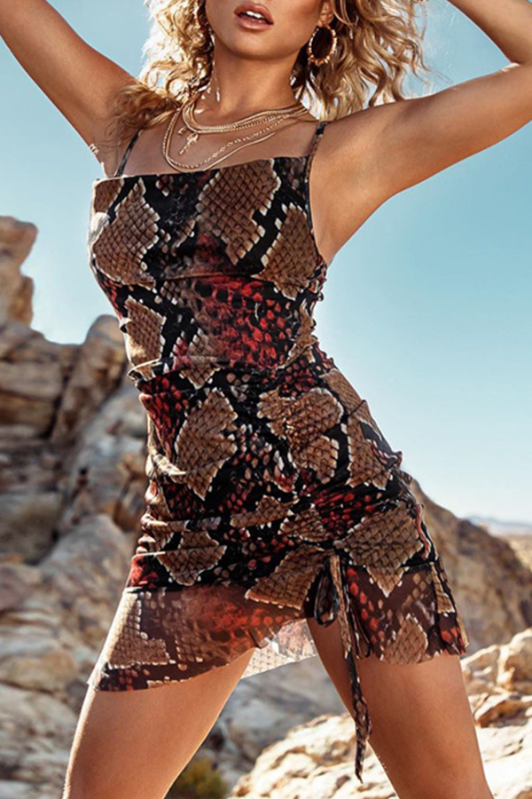 Lovely Trendy Snake Print Mini Dress