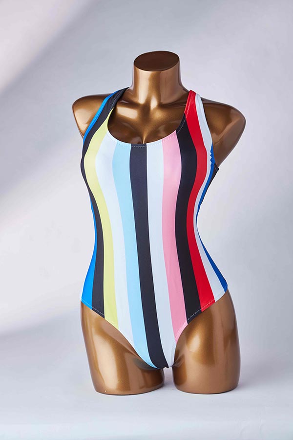 Lovely Striped Multicolor One-piece Swimsuit