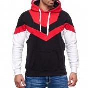Lovely Casual Hooded Collar Patchwork Red Hoodie