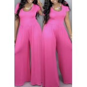 Lovely Casual Loose Rose Red One-piece Jumpsuit