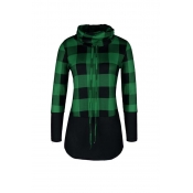 Lovely Casual Patchwork Green Plus Size Hoodie