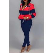 Lovely Casual Striped Red Two-piece Pants Set