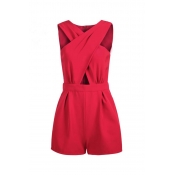 Lovely Casual Cross Design Red One-piece Romper