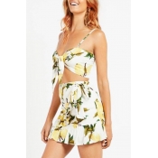 Lovely Trendy Print Yellow Two-piece Skirt Set