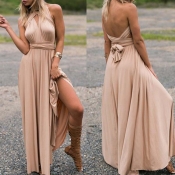Lovely Chic Bandage Design Khaki Maxi Dress