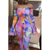 Lovely Trendy Dew Shoulder Multicolor One-piece Ju