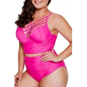 Lovely Plus Size Chi Hollow-out Rose Red Two-piece