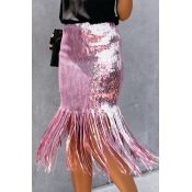 Lovely Casual Tassel Design Print Skirt