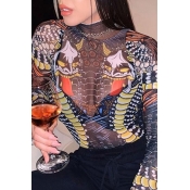 Lovely Sexy Print Multicolor Bodysuit