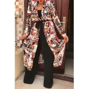 Lovely Casual Print Multicolor Coat