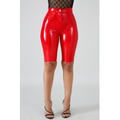 Lovely Stylish Zipper Design Red Shorts
