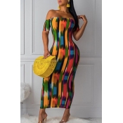 Lovely Chic Print Multicolor Ankle Length Dress