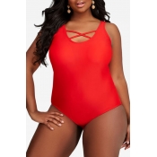 Lovely Skinny Red Plus Size One-piece Swimsuit
