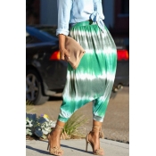 Lovely Chic Loose Print Green Pants