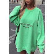 Lovely Casual Letter Print Green Hoodie