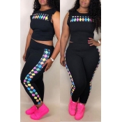 Lovely Casual Plaid  Print Black Pants