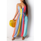Lovely Stylish Striped  Loose Multicolor One-piece