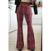 Lovely Casual Print Loose Rose Red Pants