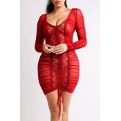 Lovely Chic Fold Design Red Mini Dress