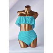 Lovely Flounce Green Two-piece Swimsuit