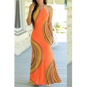 Lovely Chic Print Croci Ankle Length Dress