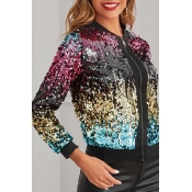 Lovely Casual  Patchwork Zipper Design Light Purpl