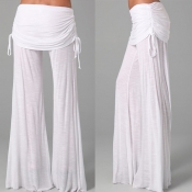 Lovely Casual  Drawstring White  Pants