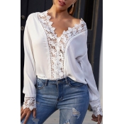 Lovely Leisure Patchwork White  Blouse