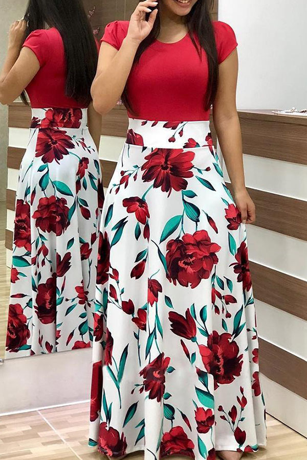 Lovely Casual Floral Print White Maxi Dress