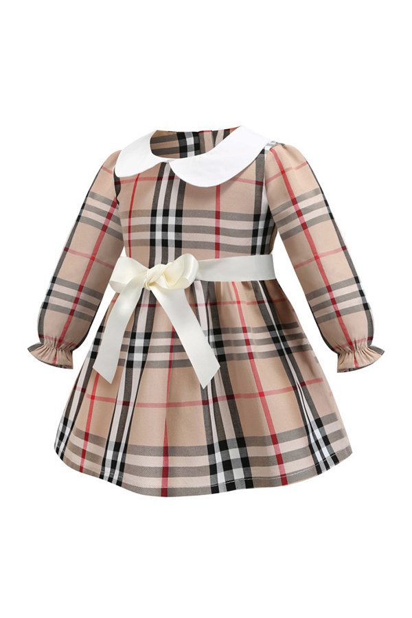 Lovely Chic Bow-Tie Apricot Girl Knee Length Dress