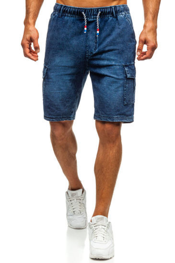 Lovely Casual Pocket Patched Blue Shorts