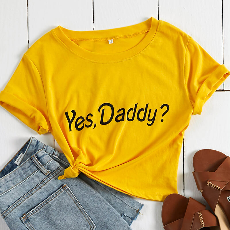 Lovely Leisure Letter Print Yellow T-shirt