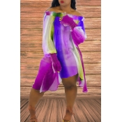 Lovely Sweet Print Purple Mini Dress