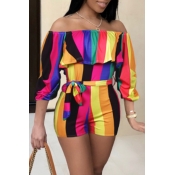 Lovely Trendy Striped Multicolor One-piece Romper