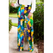 Lovely Casual Print Loose Yellow Pants