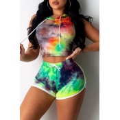 LW Casual Print Multicolor Two-piece Shorts Set