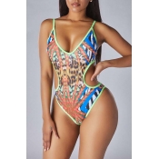 Lovely Hollow-out Blue One-piece Swimsuit