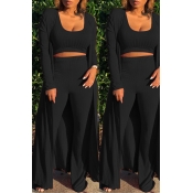 Lovely Casual Loose Black Two-piece Pants Set